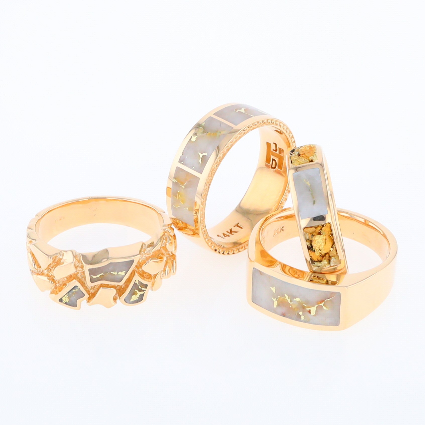 Mens Gold Quartz Rings