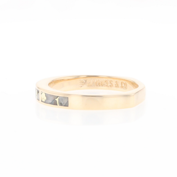 Gold Quartz Ring 3 Rectangle Section Inlaid Band