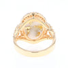 Gold Quartz Ring Oval Cabochon .65ctw Round Diamonds Halo