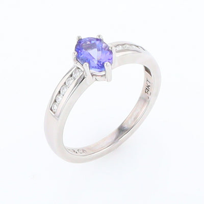 .93ct Oval Tanzanite and Round Diamonds White Gold Ring