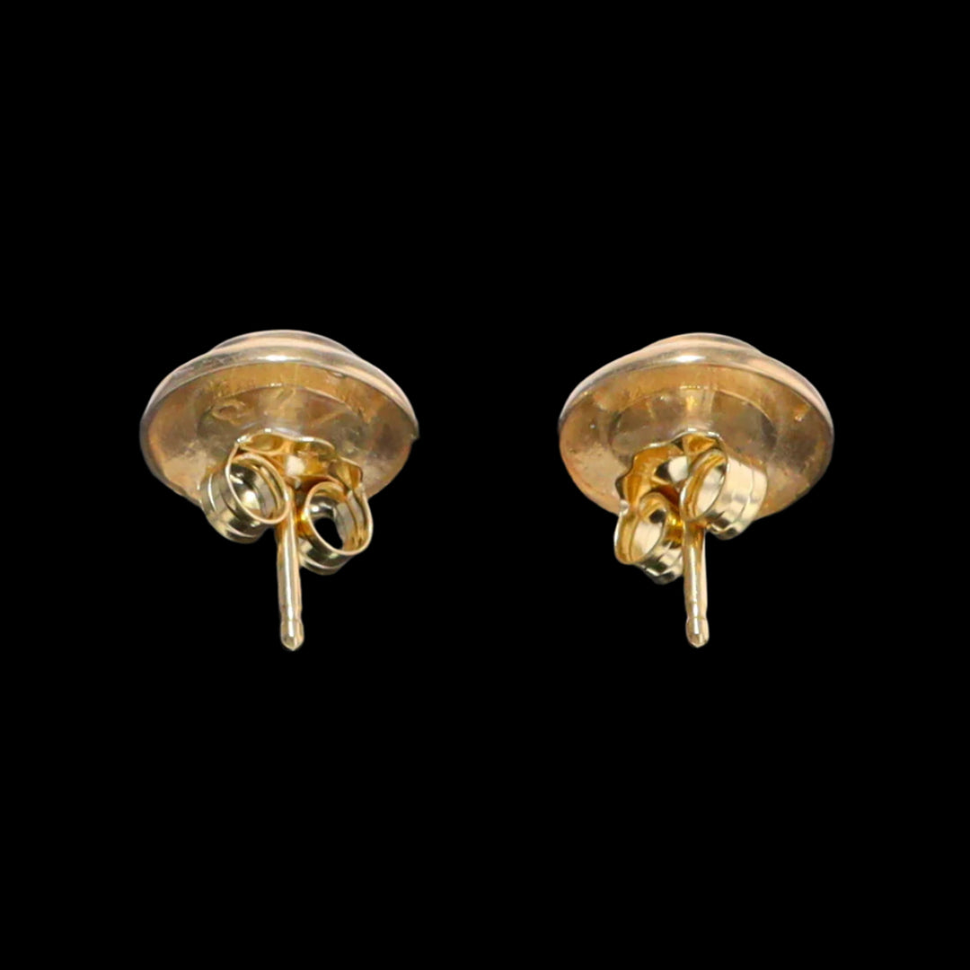 Opal Earrings Round Inlaid Design Studs