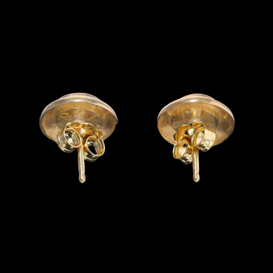 Opal Earrings Round Inlaid Design Studs