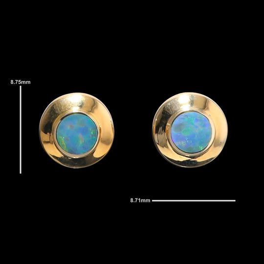 Opal Earrings Round Inlaid Design Studs