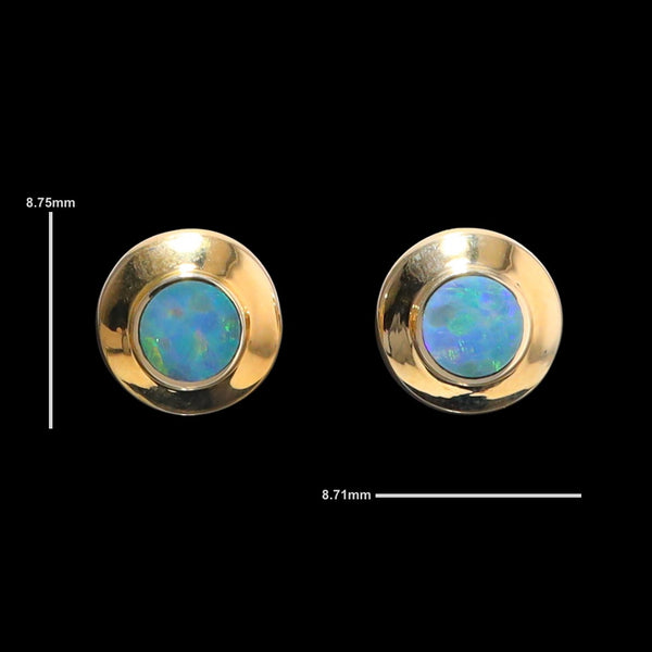 Opal Earrings Round Inlaid Design Studs