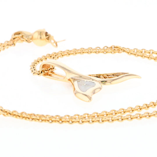 Whale Tail Necklaces Natural Gold Quartz and Nuggets Inlaid Pendant