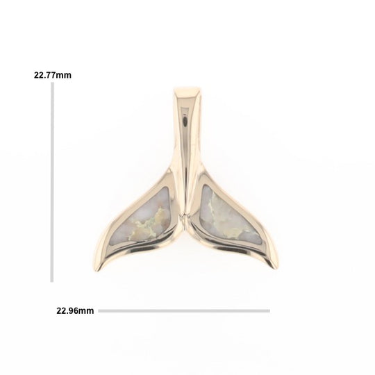 Whale Tail Necklaces Natural Gold Quartz Double Sided Inlaid Pendant