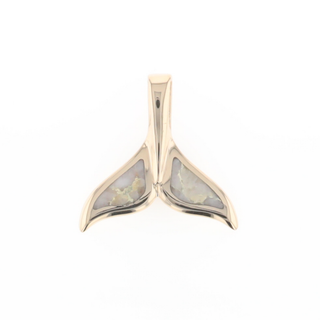 Whale Tail Necklaces Natural Gold Quartz Double Sided Inlaid Pendant