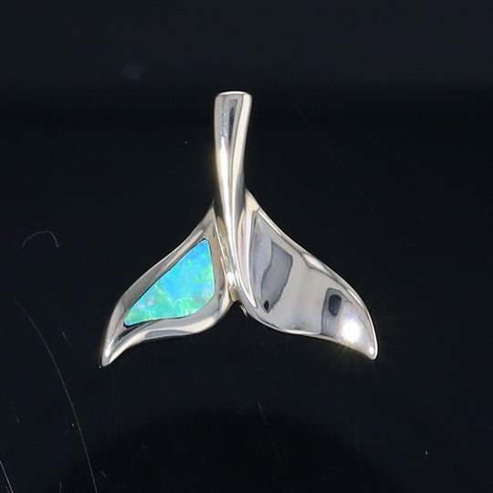 Whale Tail Pendant Natural Opal Single Sided Inlaid Sea Life Pendant