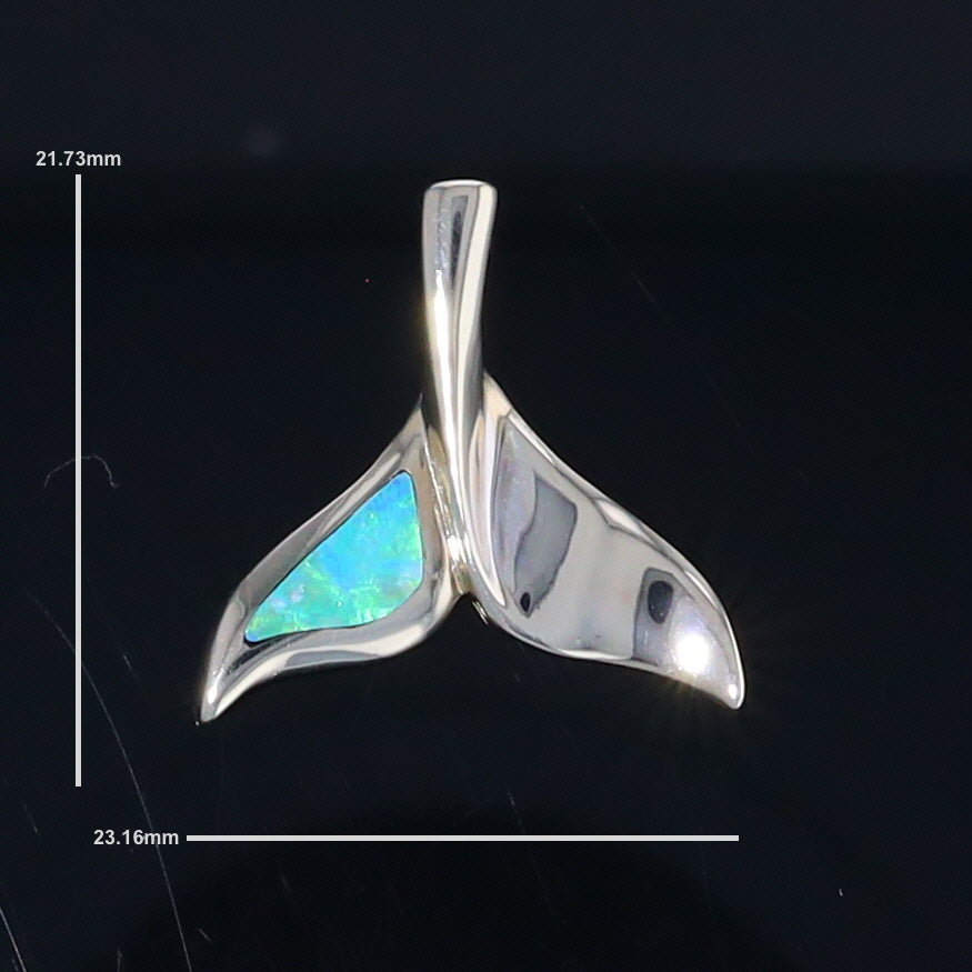 Whale Tail Pendant Natural Opal Single Sided Inlaid Sea Life Pendant