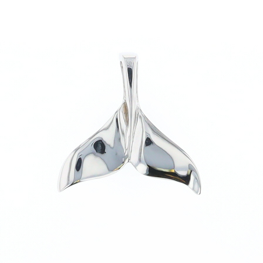 Whale Tail Natural Nuggets Inlaid Sea Life Medium White Gold Pendant