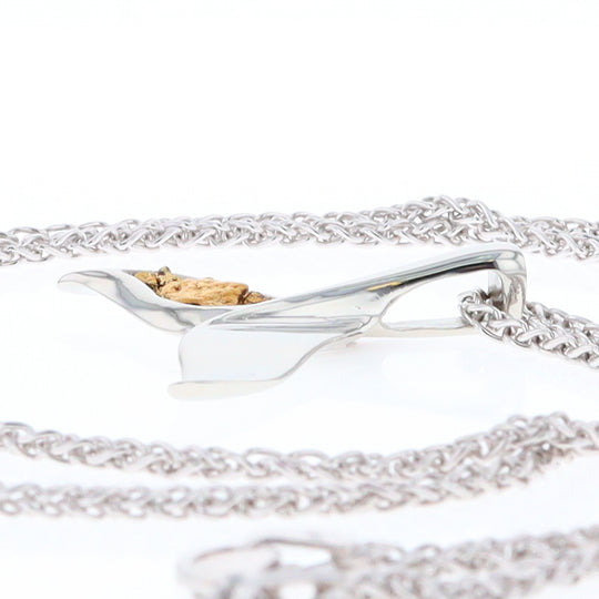 Whale Tail Natural Nuggets Inlaid Sea Life Medium White Gold Pendant