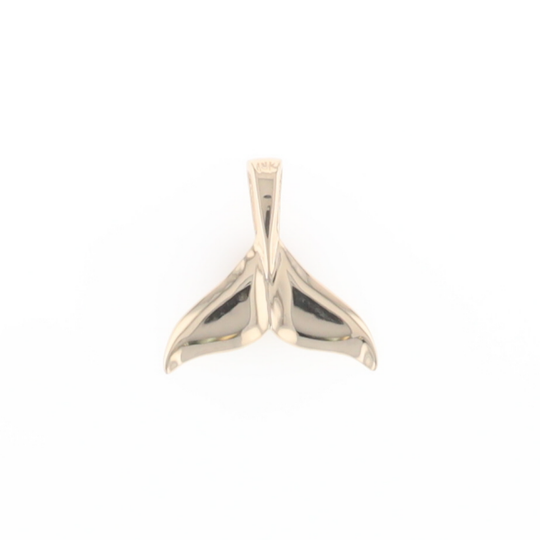 Whale Tail Gold Quartz Double Sided Inlaid Sea Life Pendant