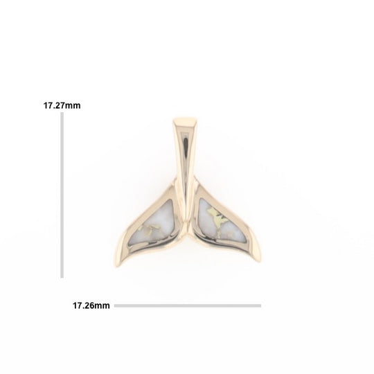 Whale Tail Gold Quartz Double Sided Inlaid Sea Life Pendant