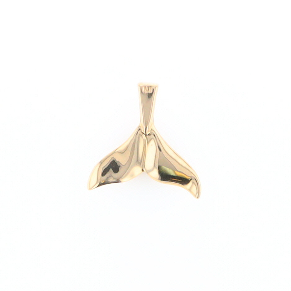 Whale Tail Gold Quartz Single Sided Inlaid Sea Life Pendant