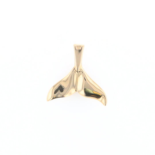 Whale Tail Gold Quartz Single Sided Inlaid Sea Life Pendant