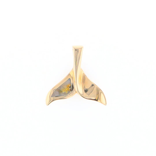 Whale Tail Gold Quartz Single Sided Inlaid Sea Life Pendant