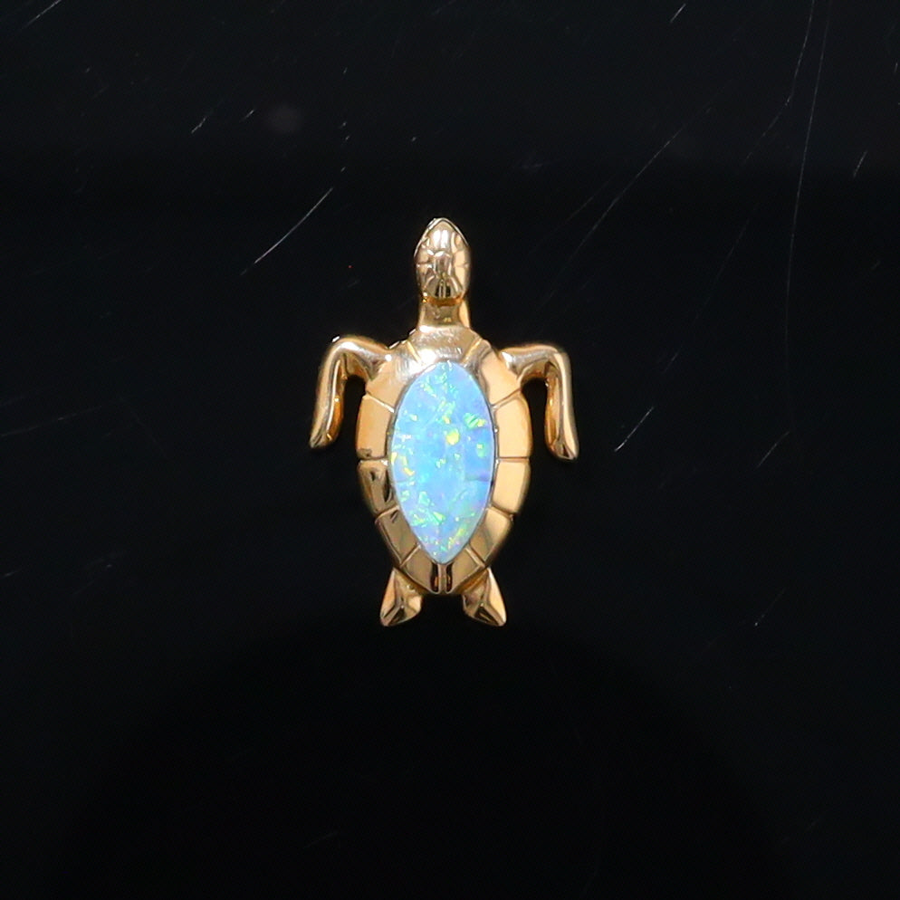 Opal Pendant Inlaid Realistic Design Sea Turtle