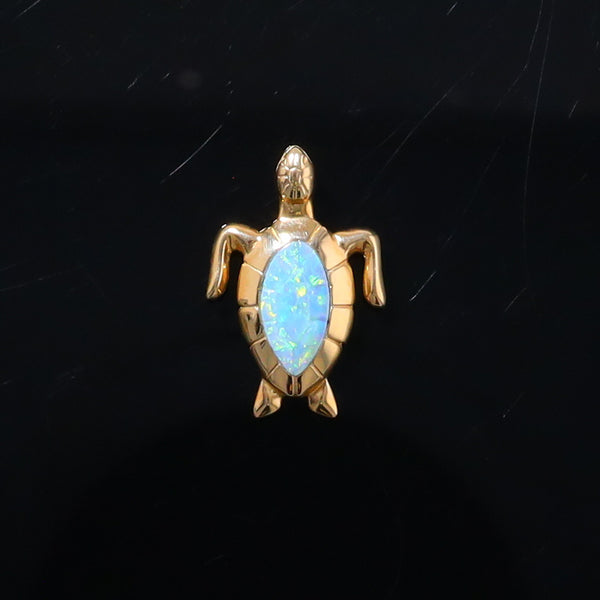 Opal Pendant Inlaid Realistic Design Sea Turtle