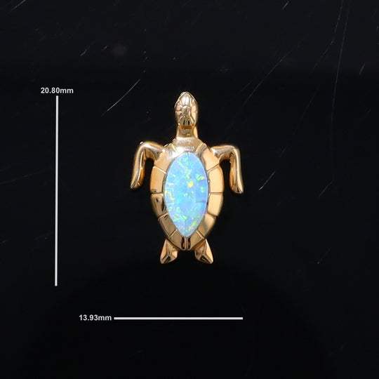 Opal Pendant Inlaid Realistic Design Sea Turtle