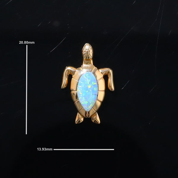Opal Pendant Inlaid Realistic Design Sea Turtle