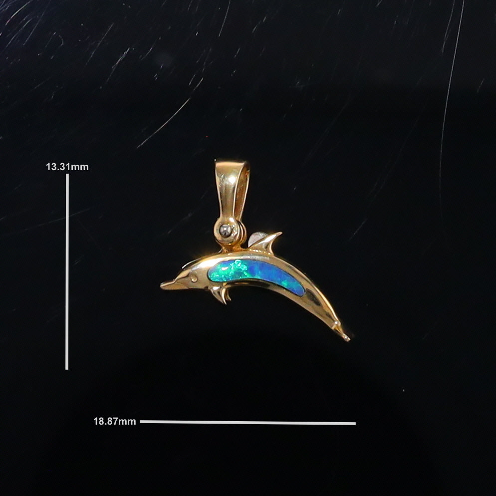 Opal Pendant Inlaid Realistic Dolphin Sea Life Design