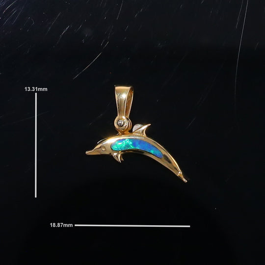 Opal Pendant Inlaid Realistic Dolphin Sea Life Design