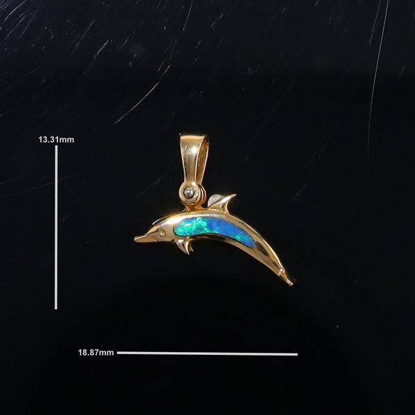 Opal Pendant Inlaid Realistic Dolphin Sea Life Design