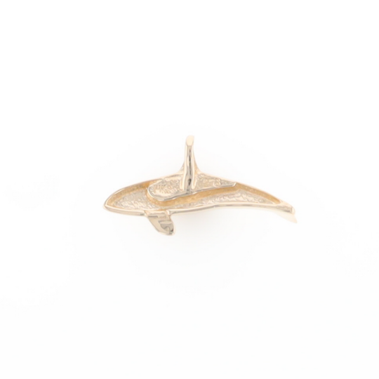 Gold Quartz Necklace Orca Killer Whale Inlaid Sea Life Pendant