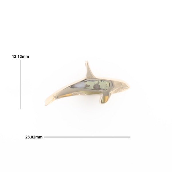 Gold Quartz Necklace Orca Killer Whale Inlaid Sea Life Pendant