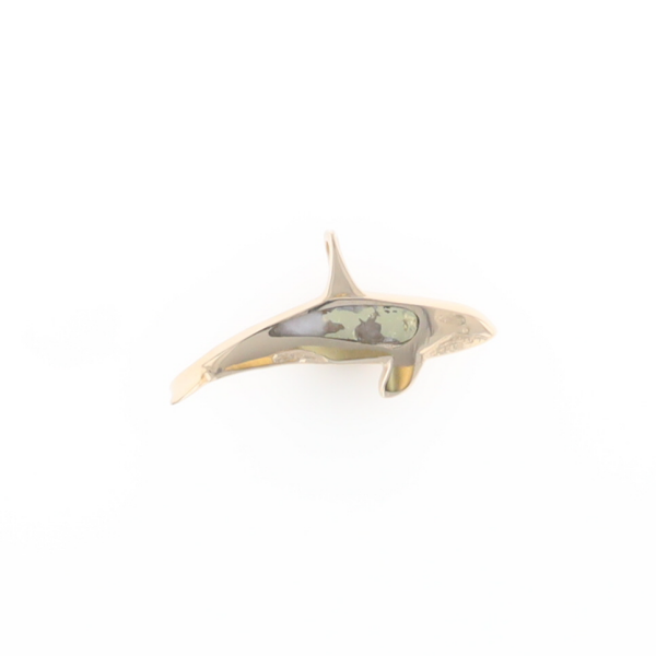 Gold Quartz Necklace Orca Killer Whale Inlaid Sea Life Pendant