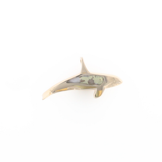 Gold Quartz Necklace Orca Killer Whale Inlaid Sea Life Pendant
