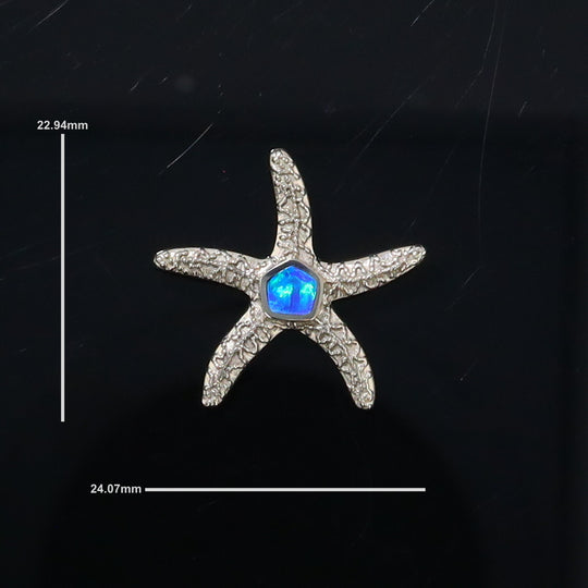 Opal Pendant Inlaid Realistic Star Fish Sea Life Design