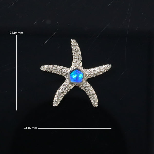 Opal Pendant Inlaid Realistic Star Fish Sea Life Design
