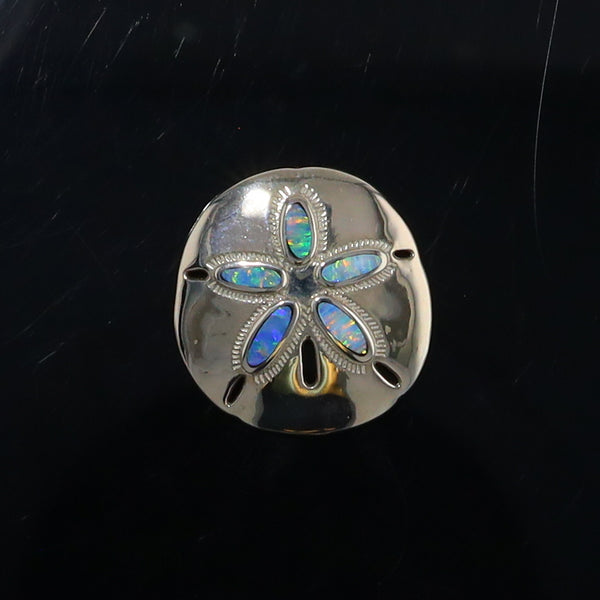 Opal Pendant Inlaid Realistic Sand Dollar Sea Life Design