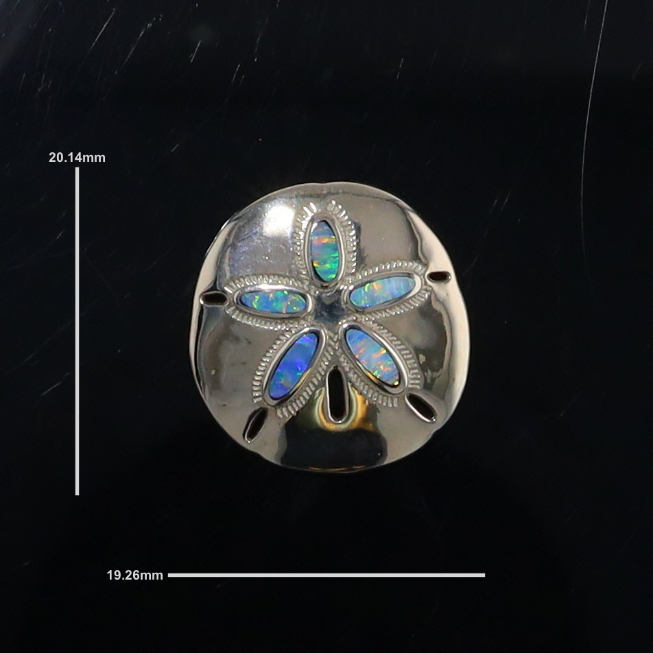 Opal Pendant Inlaid Realistic Sand Dollar Sea Life Design