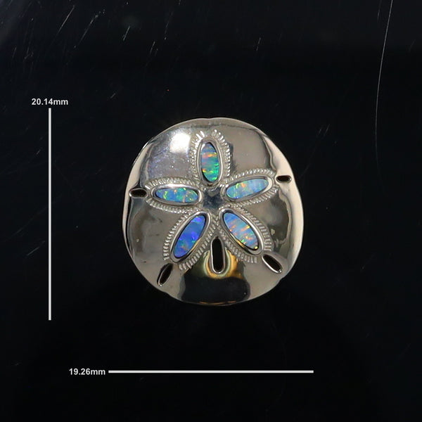 Opal Pendant Inlaid Realistic Sand Dollar Sea Life Design