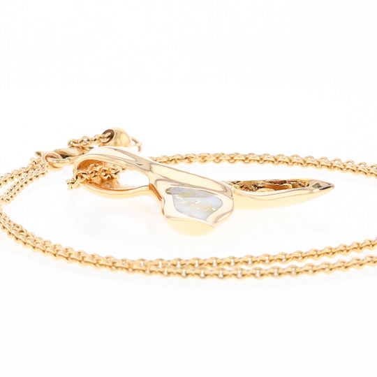 Whale Tail Necklaces Natural Gold Quartz and Nuggets Inlaid Pendant (G1)