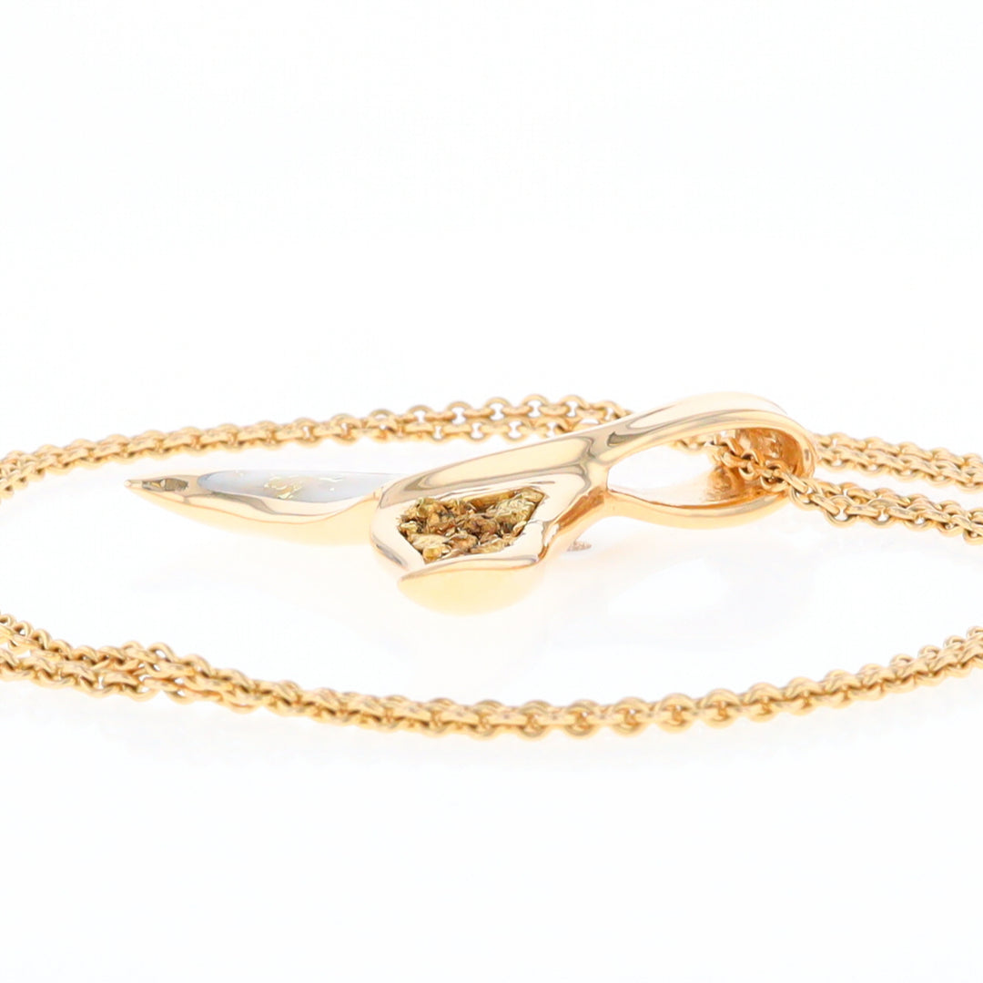 Whale Tail Necklaces Natural Gold Quartz and Nuggets Inlaid Pendant (G1)