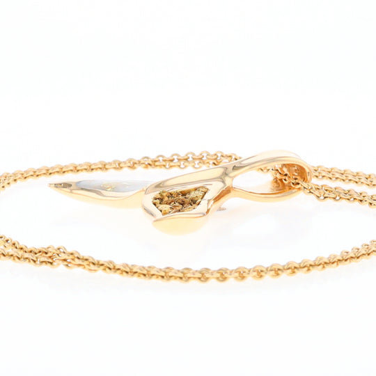 Whale Tail Necklaces Natural Gold Quartz and Nuggets Inlaid Pendant (G1)