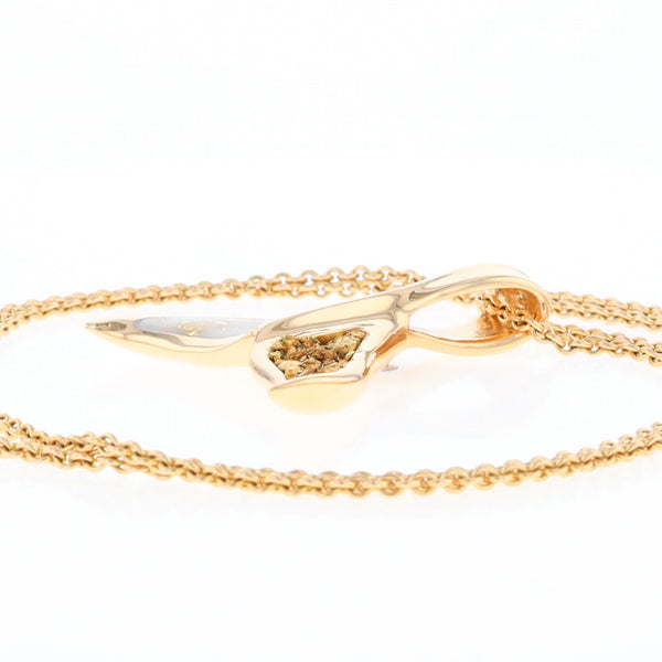 Whale Tail Necklaces Natural Gold Quartz and Nuggets Inlaid Pendant (G1)
