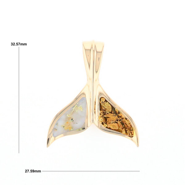 Whale Tail Necklaces Natural Gold Quartz and Nuggets Inlaid Pendant (G1)