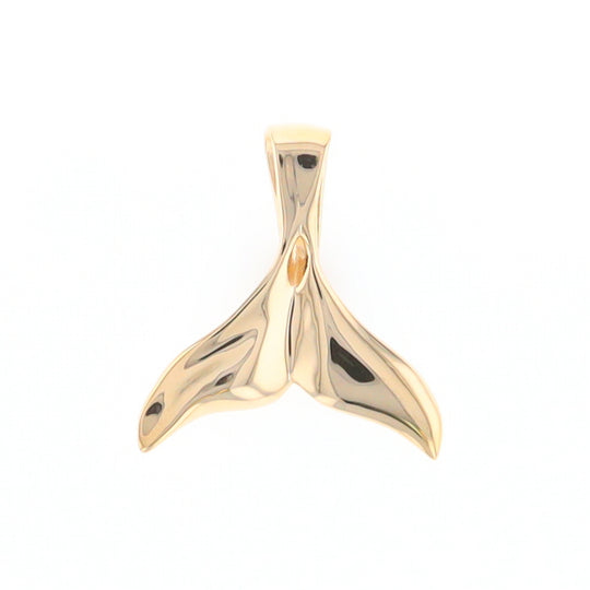 Whale Tail Gold Quartz Single Sided Inlaid Sea Life Pendant