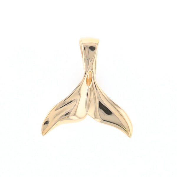 Whale Tail Gold Quartz Single Sided Inlaid Sea Life Pendant