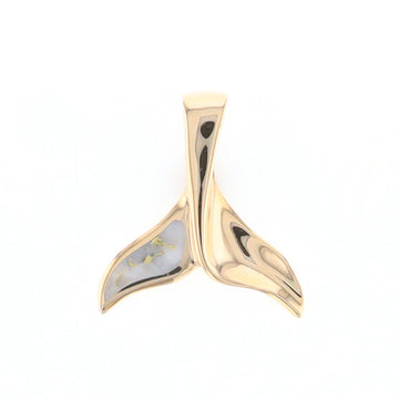 Whale Tail Gold Quartz Single Sided Inlaid Sea Life Pendant