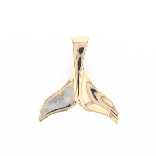 Whale Tail Gold Quartz Single Sided Inlaid Sea Life Pendant