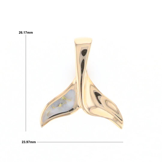 Whale Tail Gold Quartz Single Sided Inlaid Sea Life Pendant