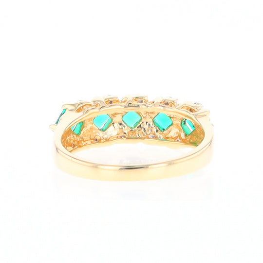 Princess Cut Emerald & Diamond Ring