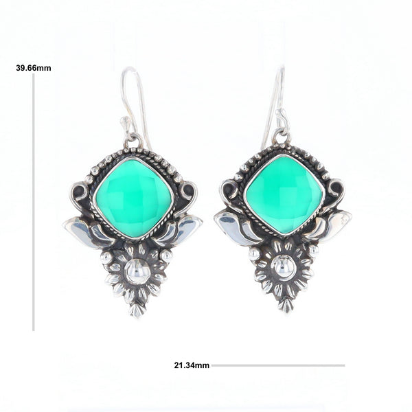Floral Green Stone Earrings