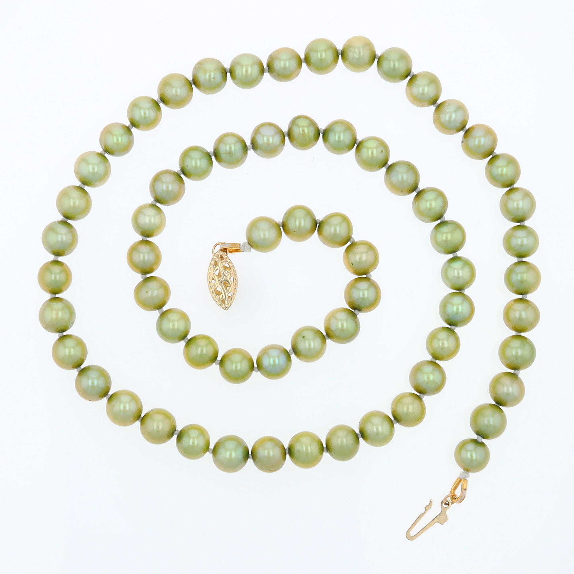 【kindababy】green middle pearl necklace〜ネックレス★2021SS Shiny - Pearl Necklace, Green Gem Pearl Necklace, Green