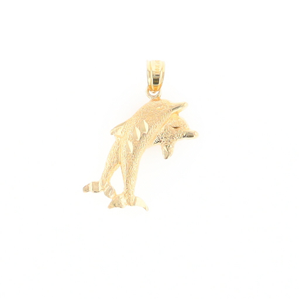 Textured Double Dolphin Pendant